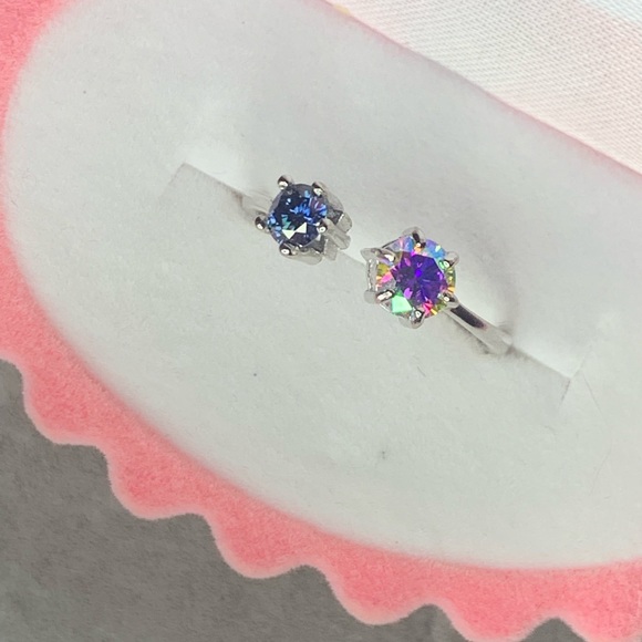 Certified, Royal Blue & Mercury Mist Mystic Moissanite Ring - Picture 13 of 16